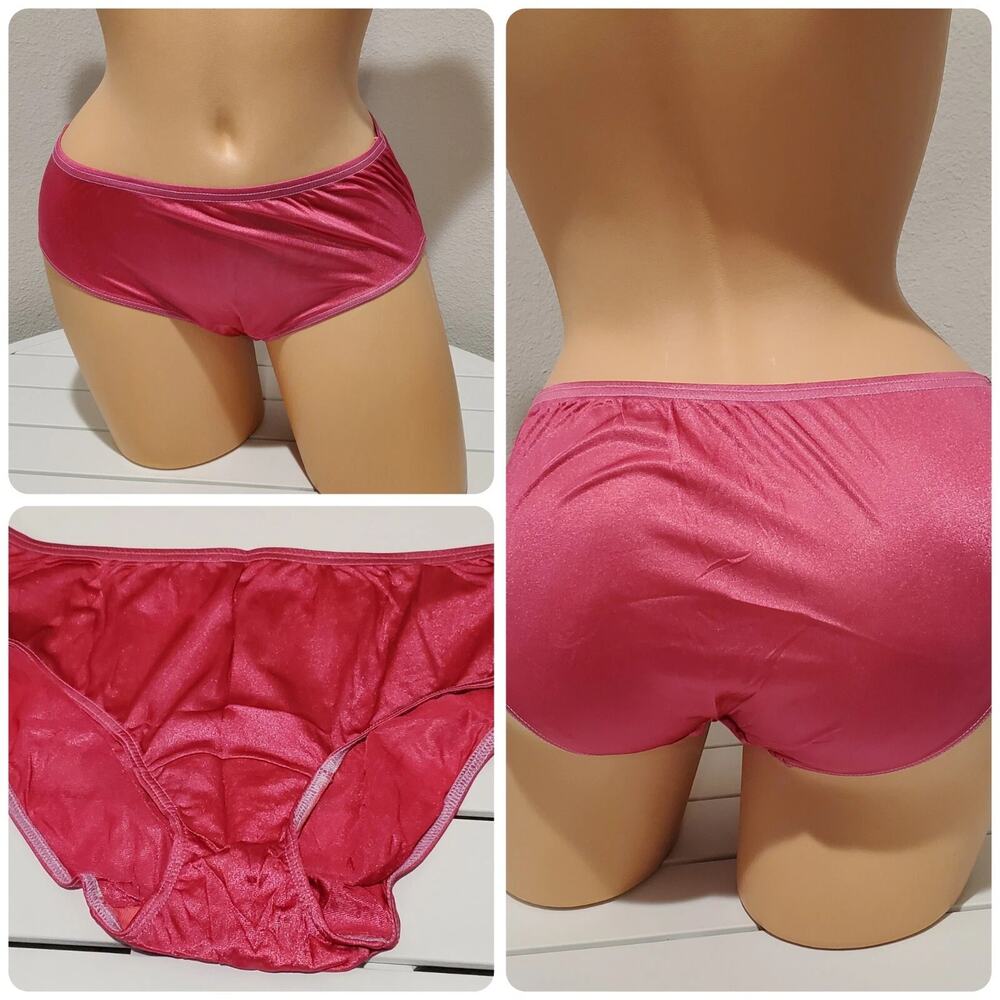 Shadowline 11032 Bikini Panty Shiny Nylon Full Cut Silky Pink Lily 6/M